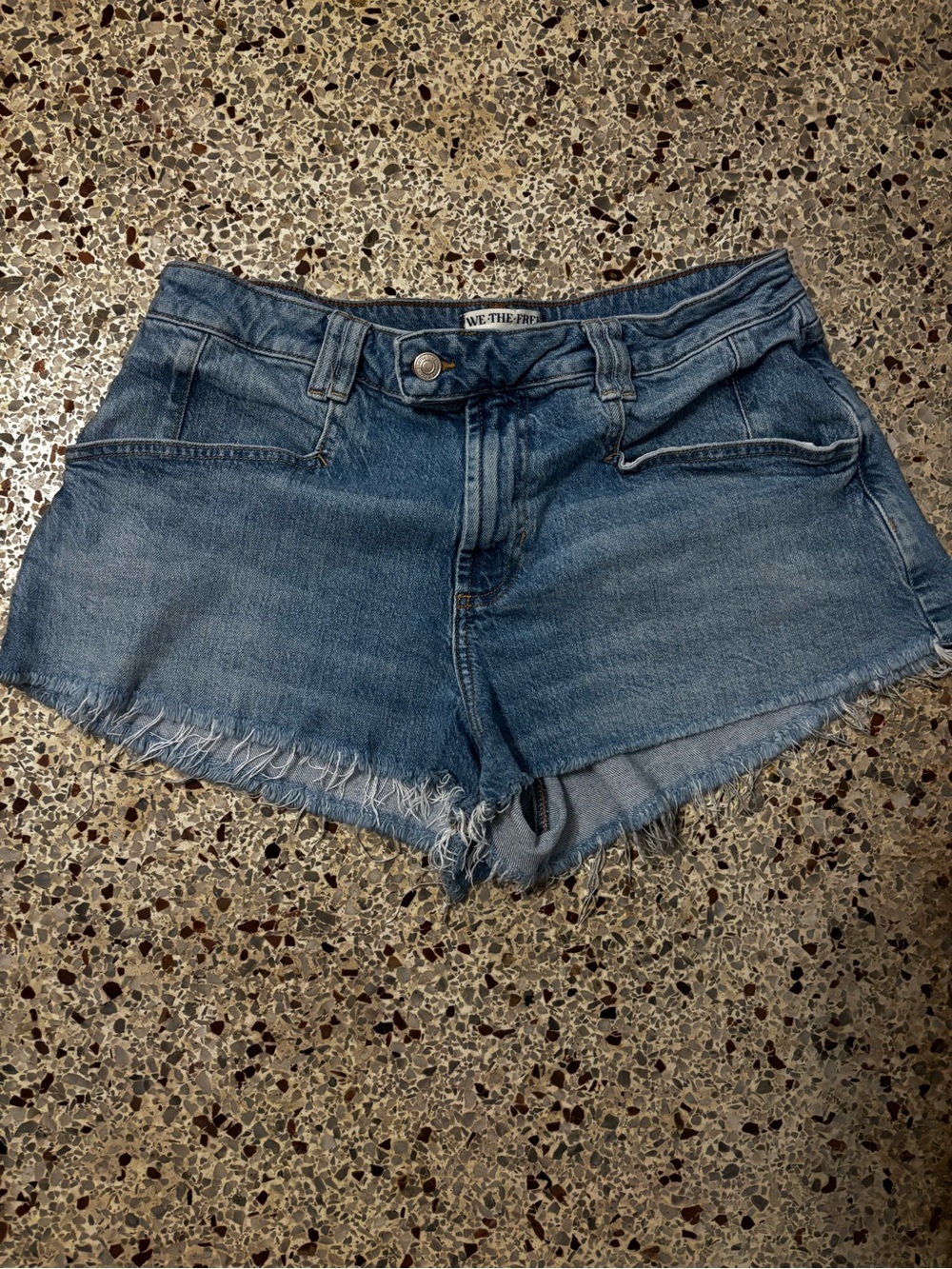 We The Free Distressed Blue Denim Cutoff Shorts